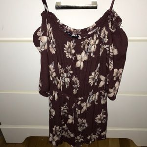 Maroon floral romper
